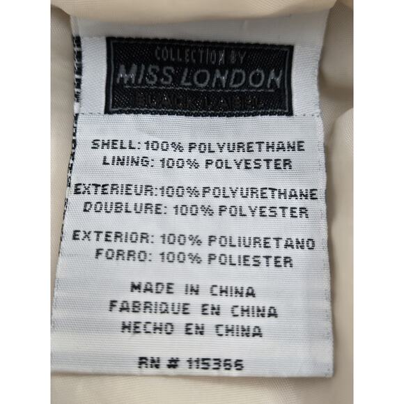 Miss London Black Label Lined FAUX Leather Bomber Biker Jacket Sz Small READ - Picture 11 of 16